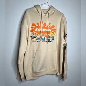 Nickelodeon Sweater Adult Beige Cartoon Graphic Pullover Hoodies Size XL